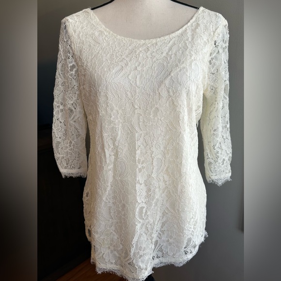 Motherhood Maternity Tops - Motherhood Maternity Ivory lace 3/4 sleeve top size small
